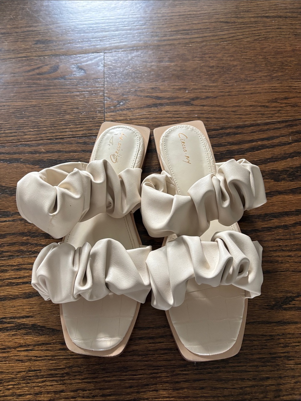 Circus by Sam Edelman Ruched Ivory Slide Sandals